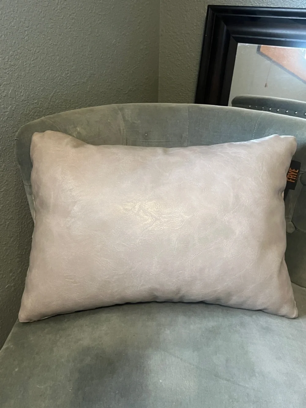 Frye Faux Leather Pillow Gray Basketweave Decorative Lumbar Pillow 14
